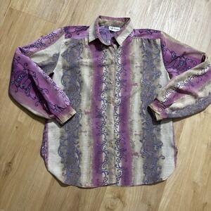 Vintage All Hours Women's Blouse Button Up Shirt Size Medium Artsy Paisley Flowy